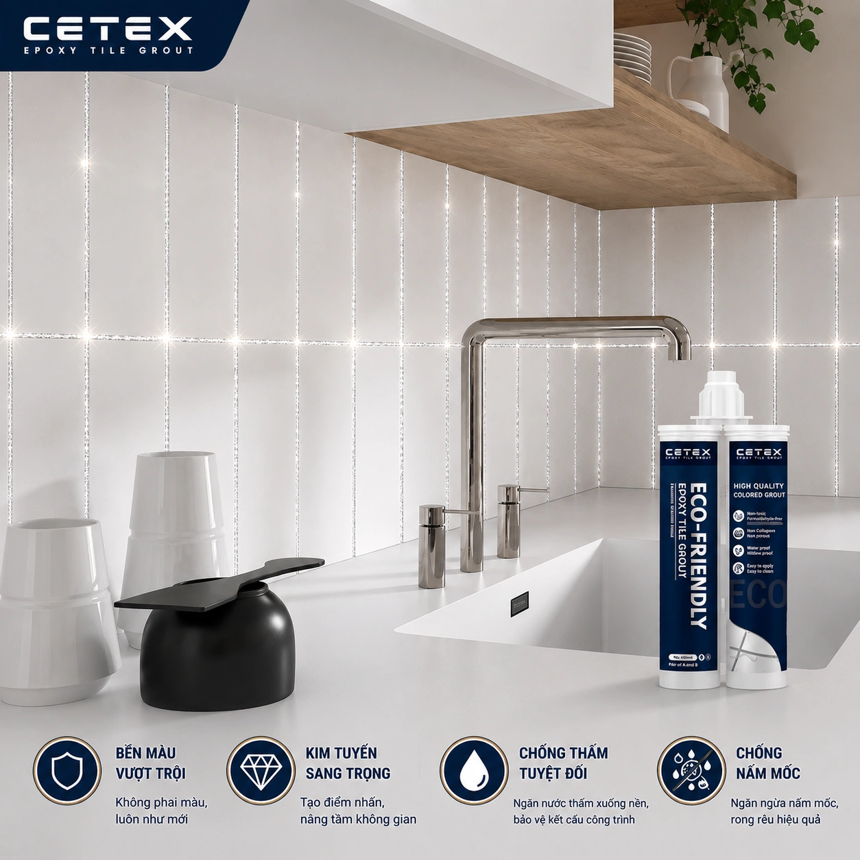 keo-cha-ron-2-thanh-phan 3 Keo chít mạch CETEX chính hãng với công nghệ Epoxy 2 thành phần. Chống thấm nước, chống nấm mốc, thi công dễ dàng, bảo vệ ron gạch bền đẹp lâu dài.